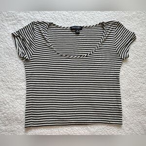 About A Girl Black and White Striped Crop Top